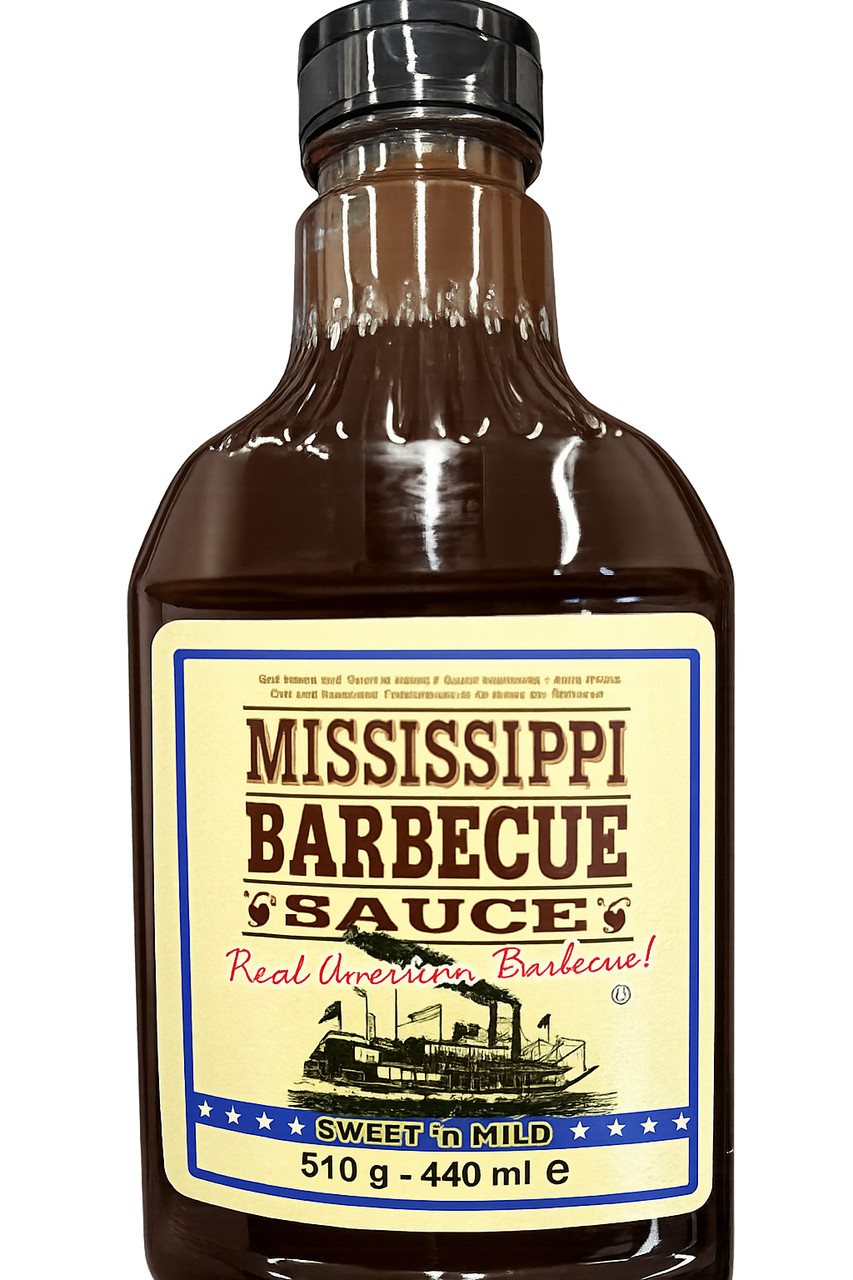 Соус Барбекю для маринування мяса Солодкий Mississippi Barbecue Sauce Sweet in Mild Міссісіпі мякий смак 440мл Пляшка 510г