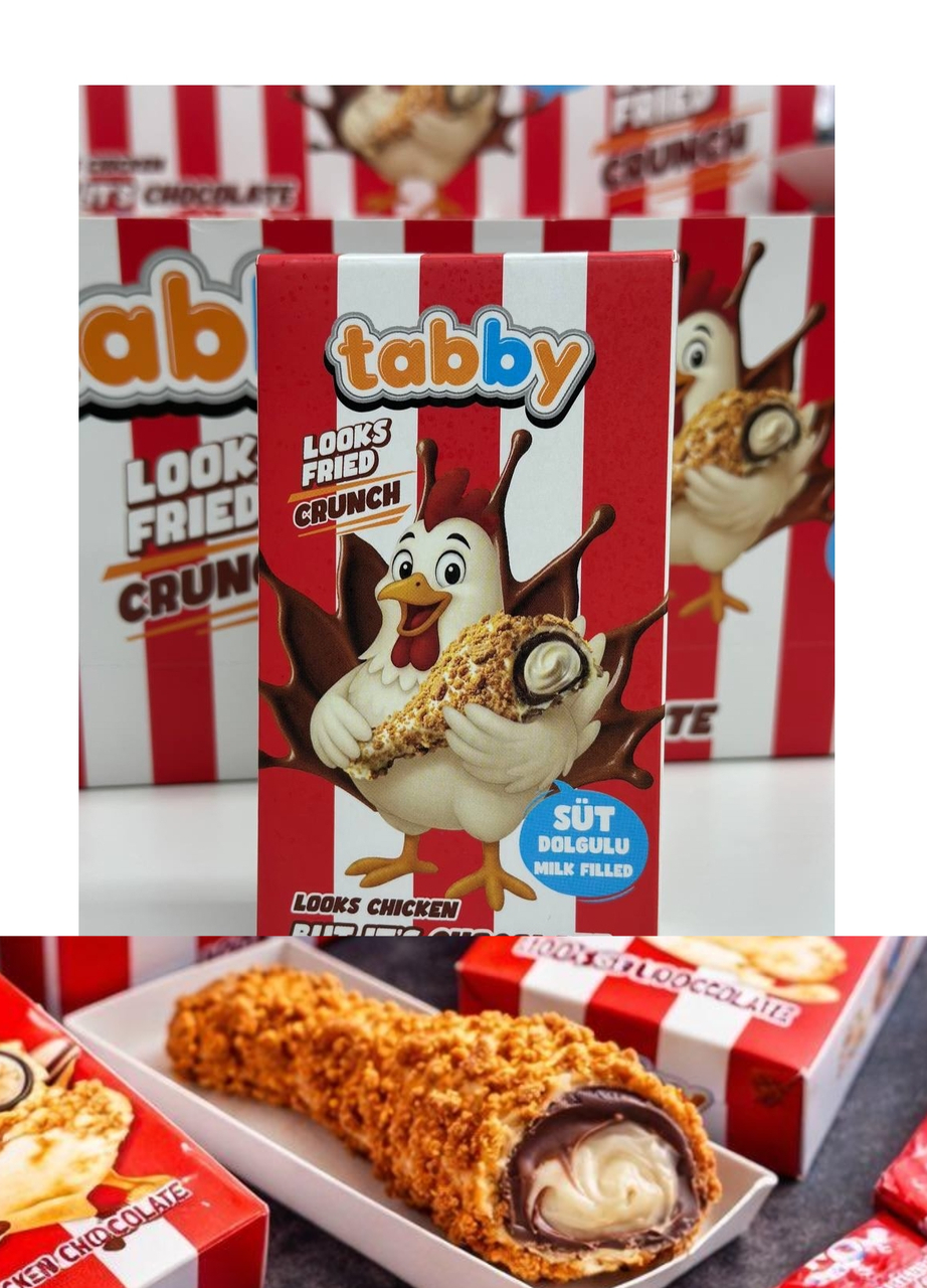 Шоколад у формі Смажених Курячих Ніжок KFC Tabby Looks Fried Crunch Chicken Chocolate у стилі КФС хрумкі Стегенця Коробка 50г