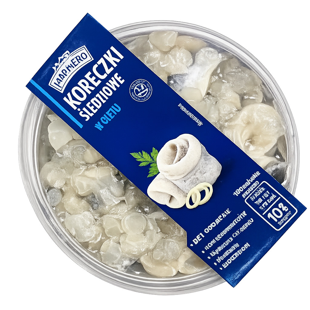 Роли Оселедця Філе в Олії Marinero Koreczki Sledziowe w Oleju Марінеро Класичний з Цибулею Контейнер 250г